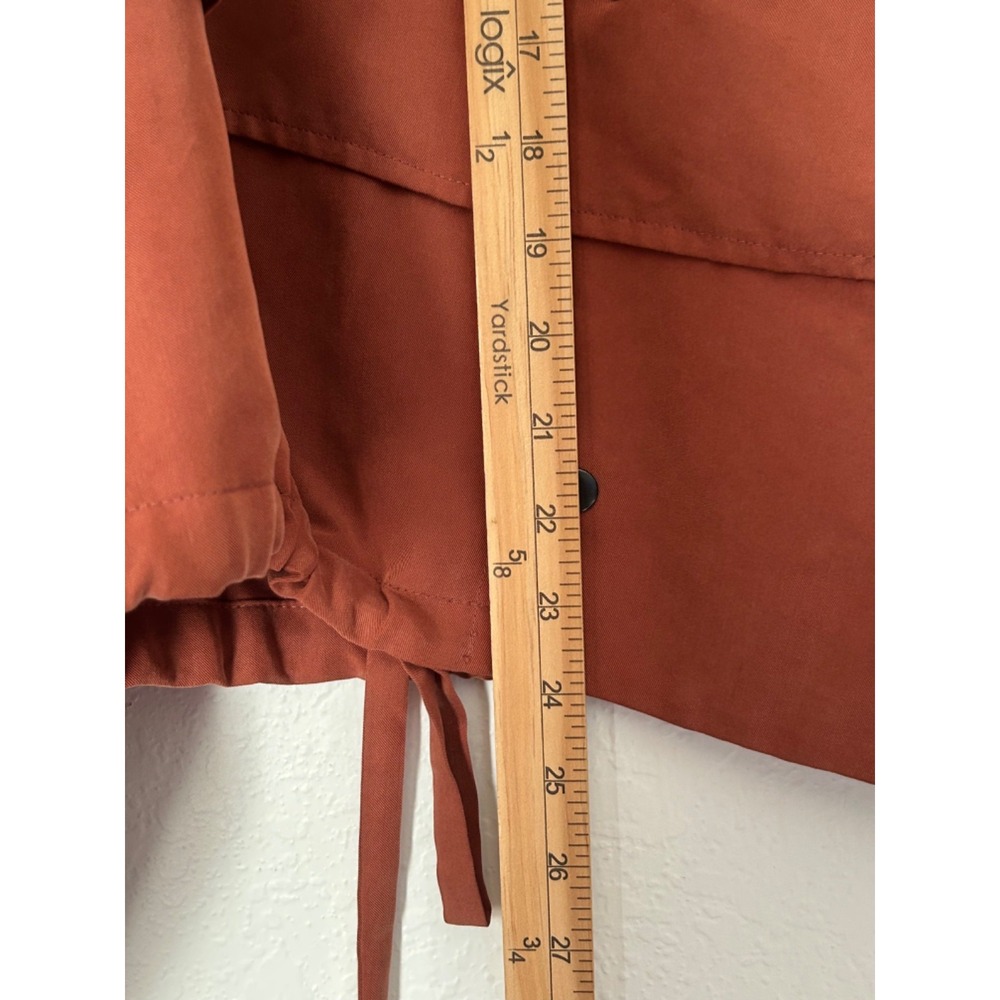 Halogen Cropped Utility Jacket Size XL Rust Modal Blend Double Breasted Button - Picture 9 of 10
